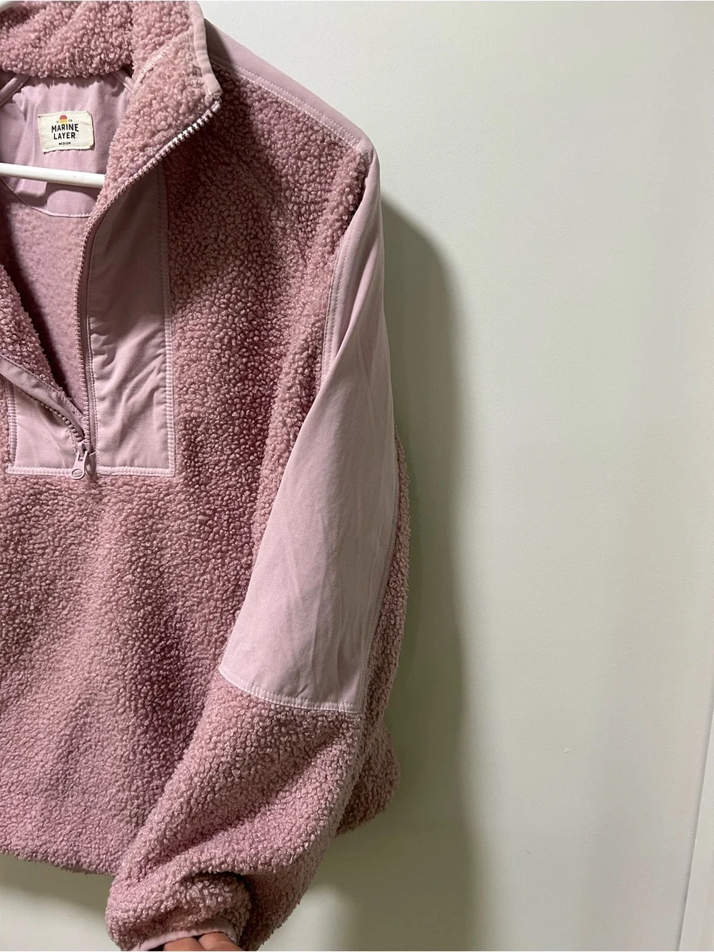 Marine Layer Sherpa Fleece Pullover in Pink Size Medium